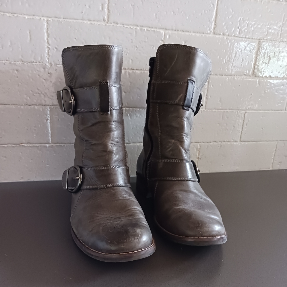 Paul Green Emerson Moto Boots grey distressed vgc us size 7.5 womens